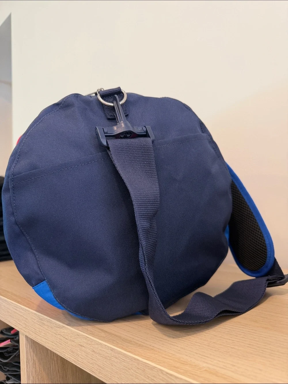 Vans Navy Duffel with Red Straps and Blue Trim